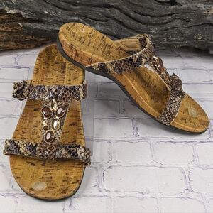 Vionic by Orthaheel Viviana Jeweled Embellished Snakeskin Sandals